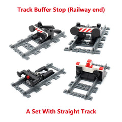 City Train Parts Buffer Stop Set | Railway Track End Model Compatible with 53401 Straight Track MOC