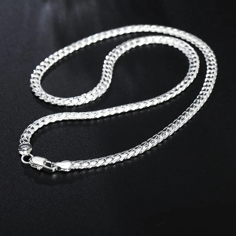 20-60cm Silver Color Luxury Brand Design Noble 6mm Necklace Chain For Woman Men Fashi alternate view