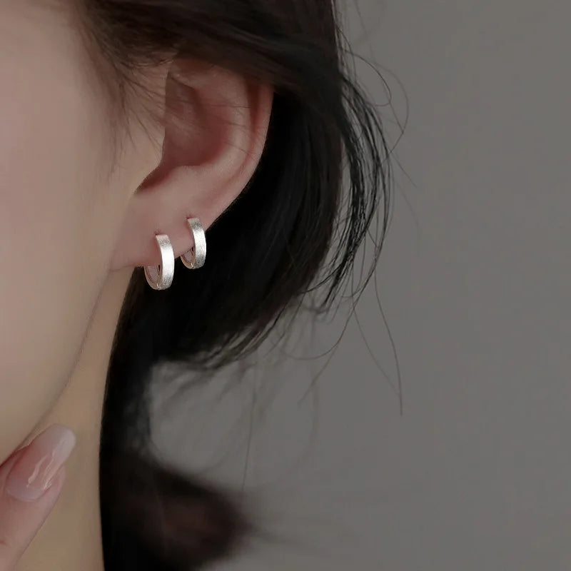 New 925 Sterling Silver Round Earrings Cool Charm Simple Style Earrings Beautiful Jewe close-up view