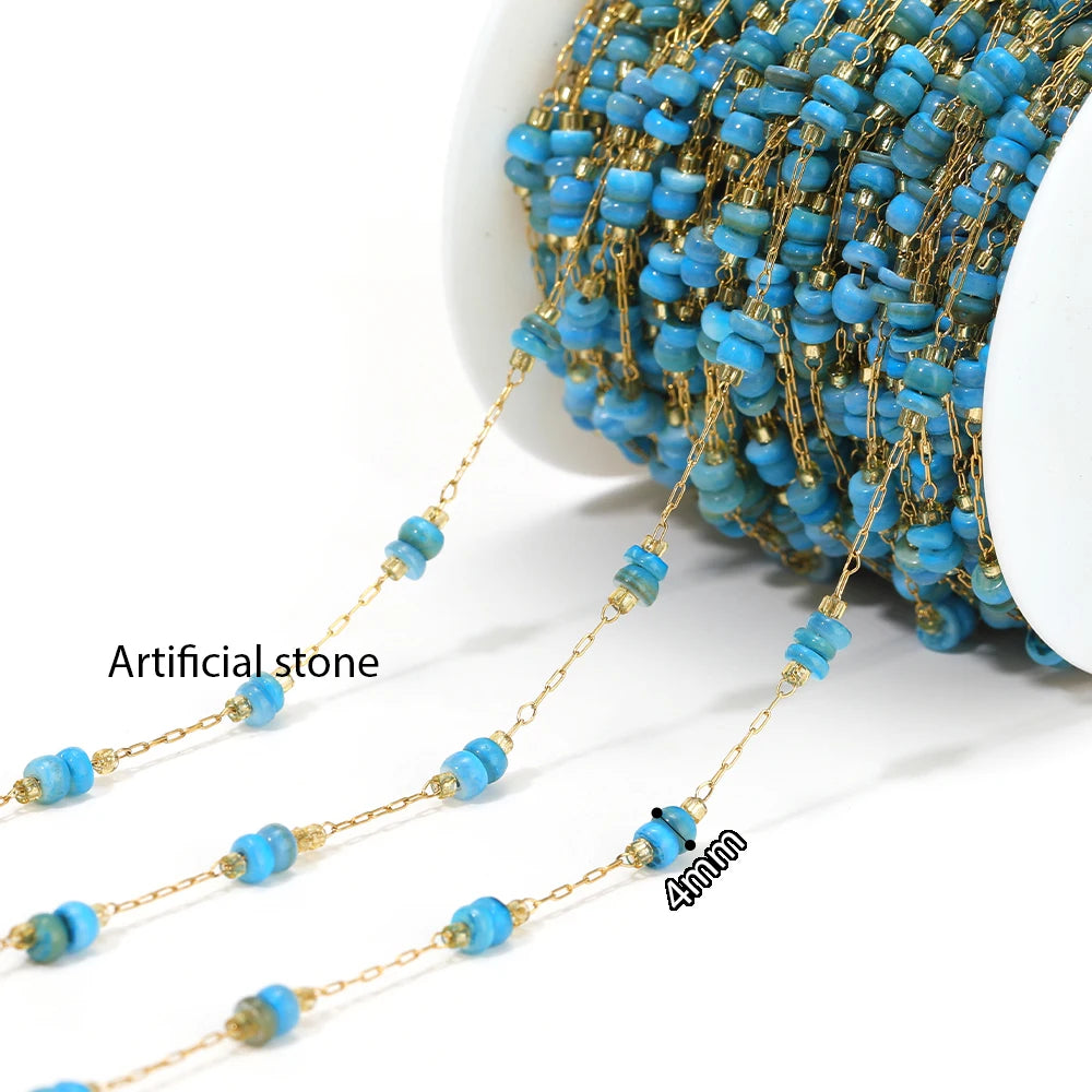 1 Meter Stainless Steel Enamel Beads Chain | DIY Jewelry Making Supplies close-up view