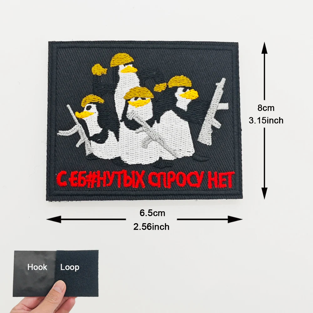 Cartoon Penguin Embroidered Velcro Patch | Cute Tactical Applique for Clothes, Bags, alternate view