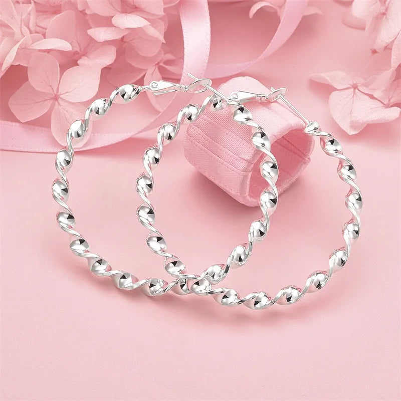 925 Sterling Silver Hoop Earrings For Women Wedding Party Christmas Gift lifestyle view
