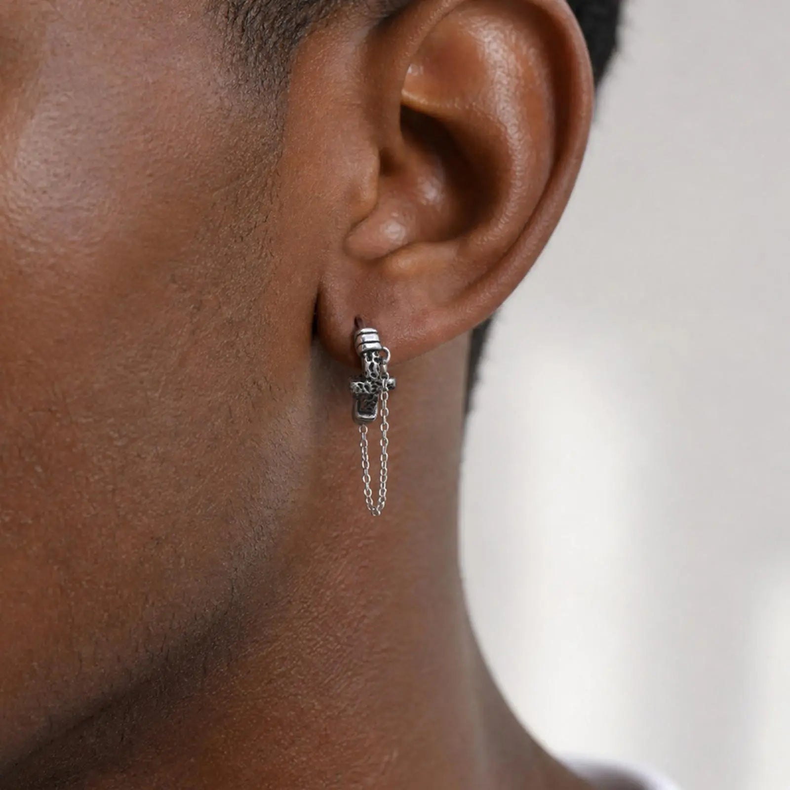 Vintage Cross Hoop Earrings for Men,Rock Punk Gothic Metal Pierced Huggies Earrings additional angle
