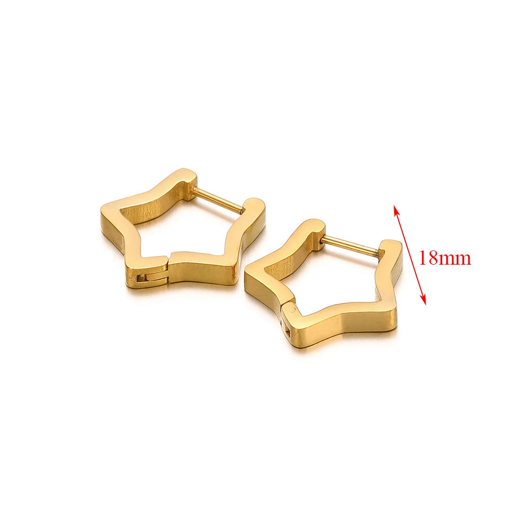 2pcs Geometric Stainless Steel Hoop Earrings | Trendy Daily Wear for Men Women close-up view
