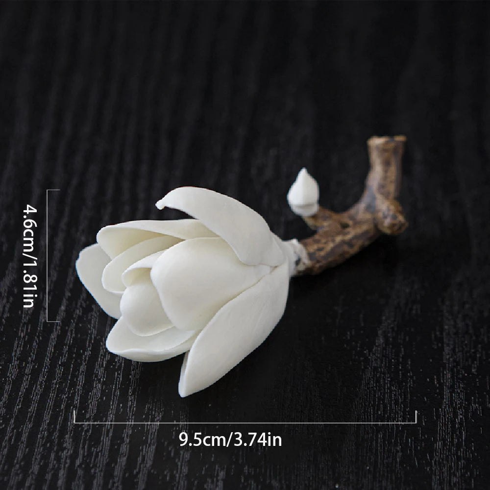 Ceramic Magnolia Flower Incense Holder | Handmade Zen Decor lifestyle view