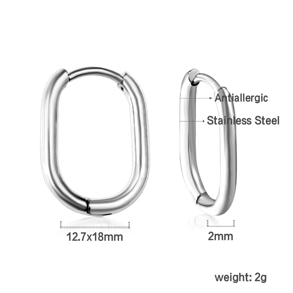 LUXUSTEEL Simple Hoop Earrings | Anti-Allergy Stainless Steel for Women close-up view