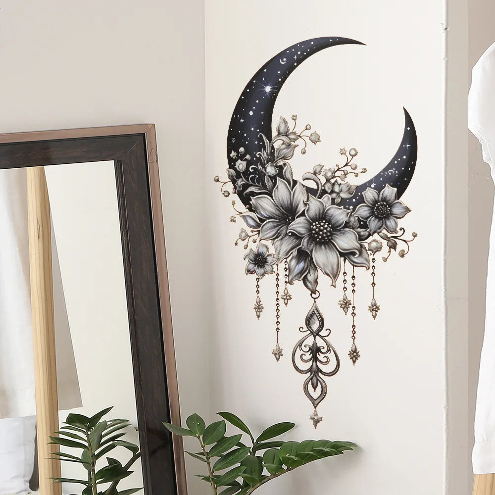 Moon Flower Vinyl Wall Sticker | Girl Room Decoration lifestyle view