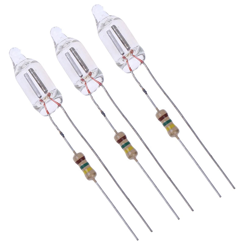 20PCS Neon Indicator Lamps With Resistors for 220V AC Mains | Red Glow Lamp close-up view