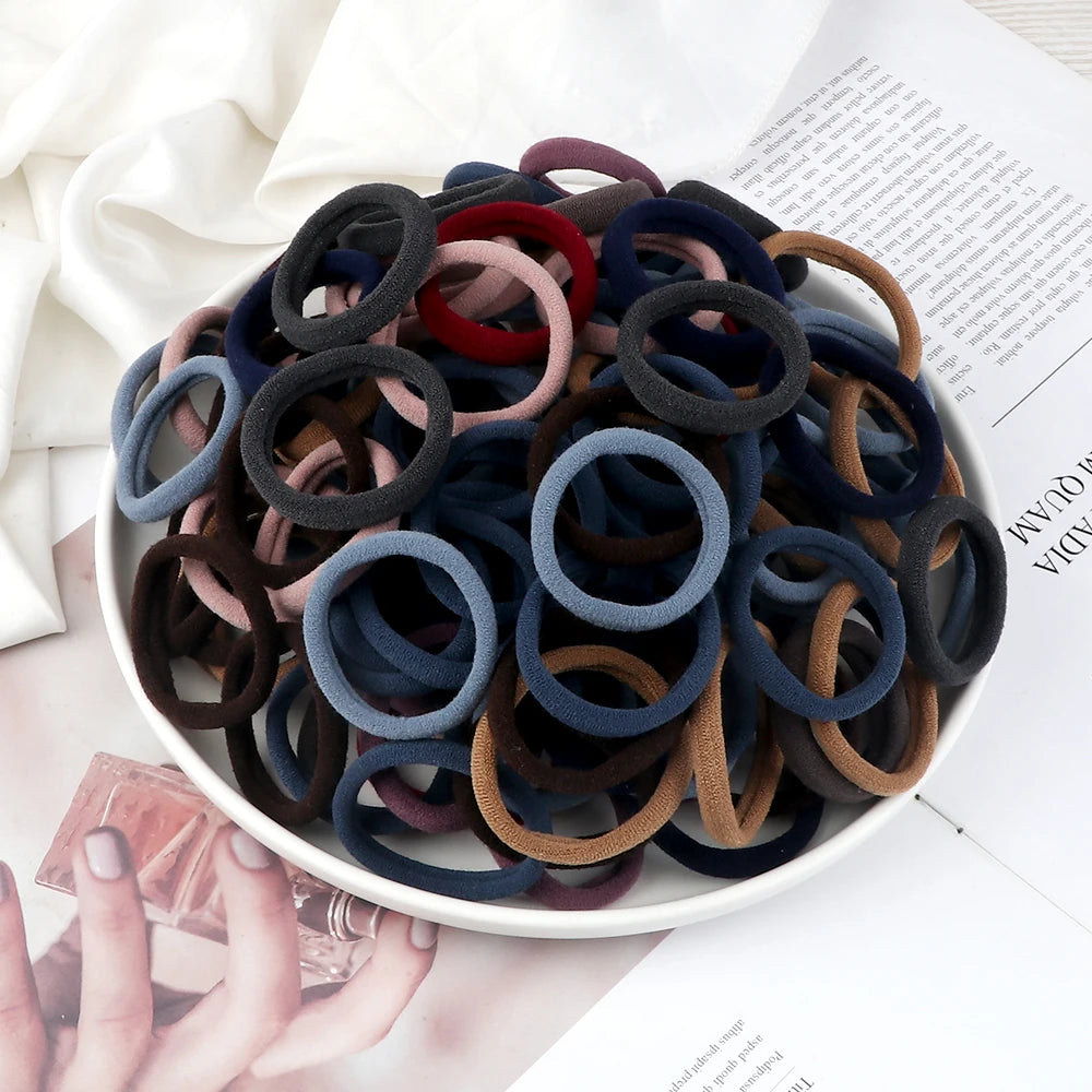 51 Colors Basic Elastic Hair Band for Girls 20/30/50PCS 4cm Simple Solid Color Head additional angle