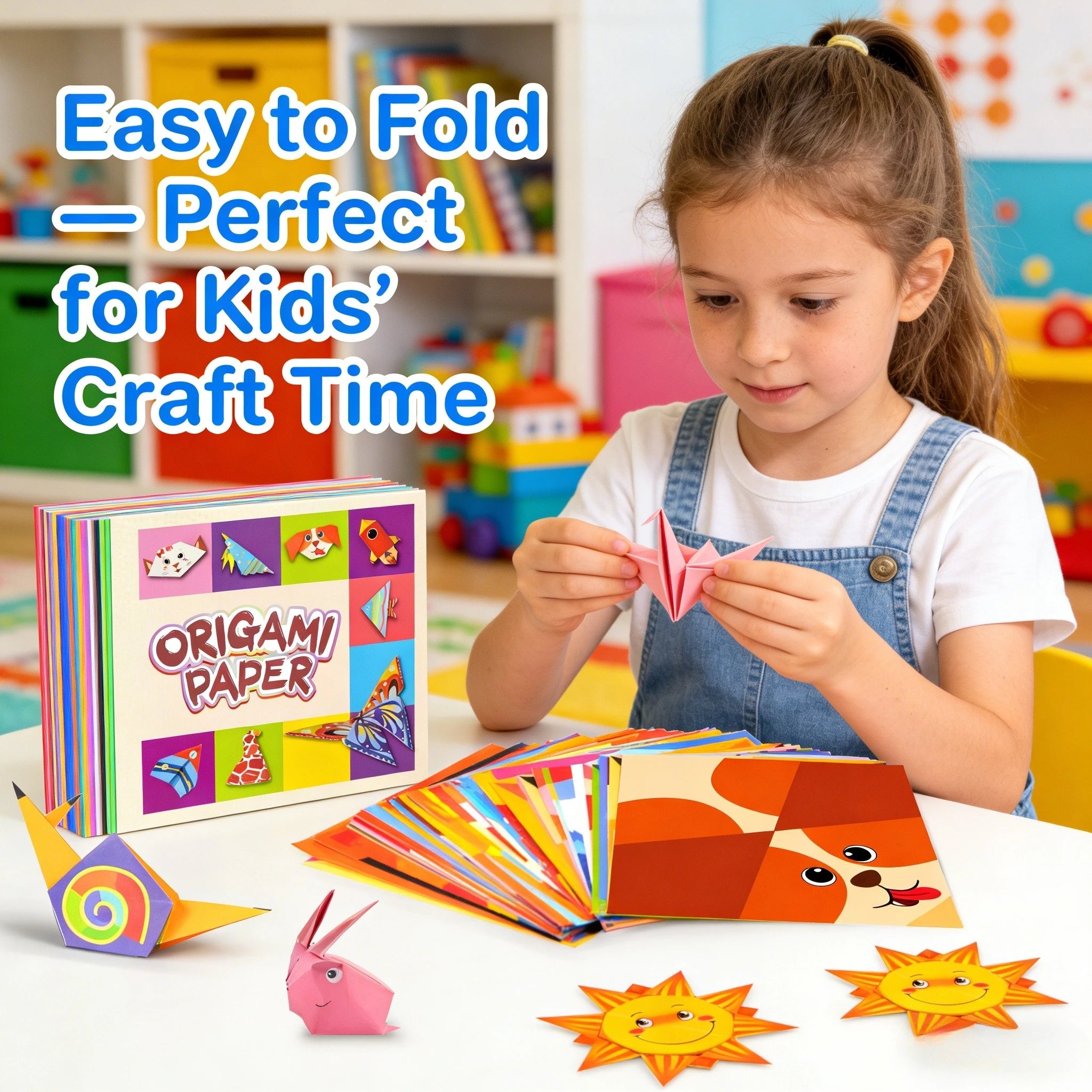 Origami Paper Set 54 Sheets | Double-Sided Folding Paper with Instructions lifestyle view