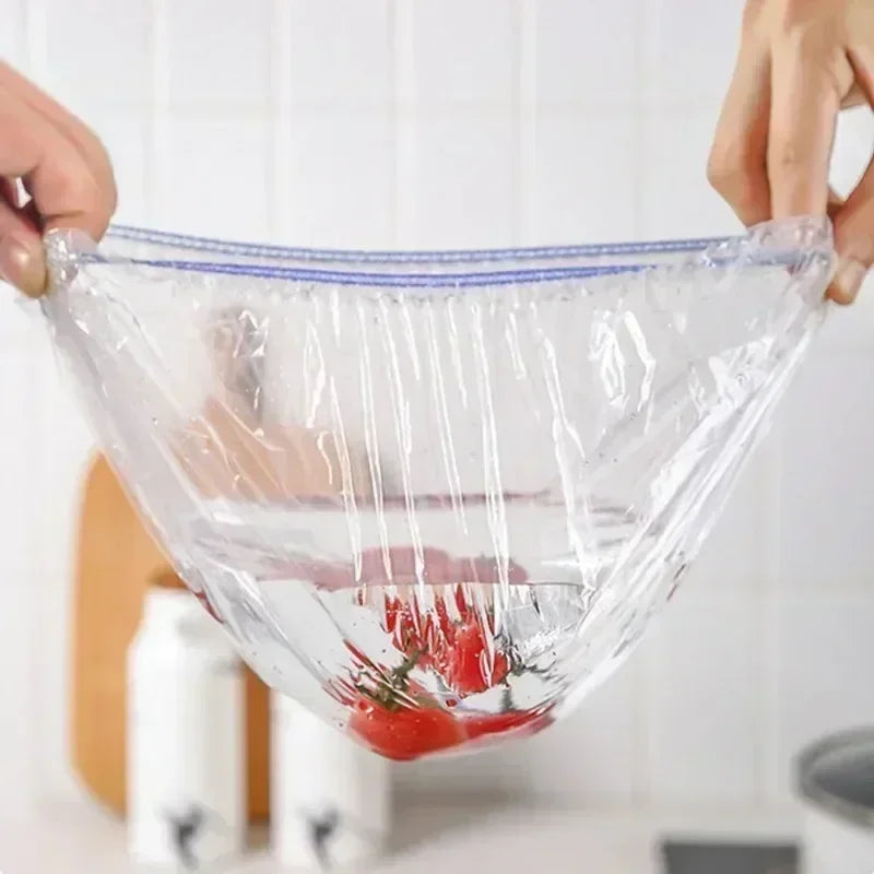 Cover Elastic Plastic Shower Cap Food Grade Storage Bag Kitchen Organizer Cling Film lifestyle view