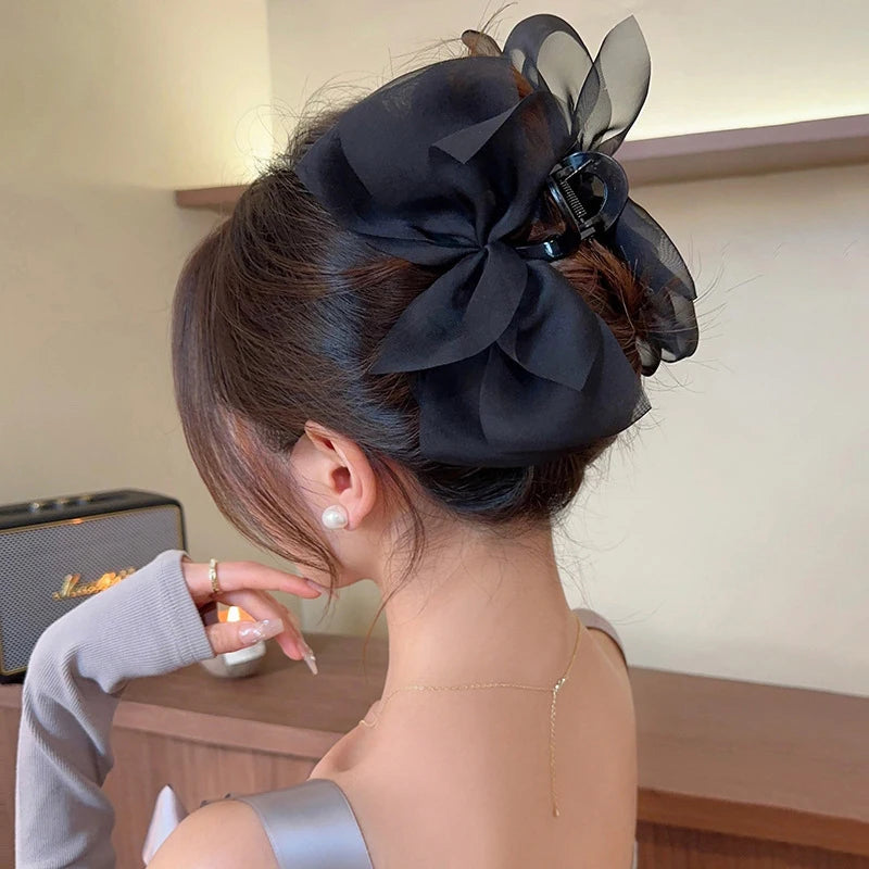 Mesh Bow Grip Clip Female Ponytail Braid Hair Clip Elegant Girl Hair Clip Hair Accessories Gift Shar