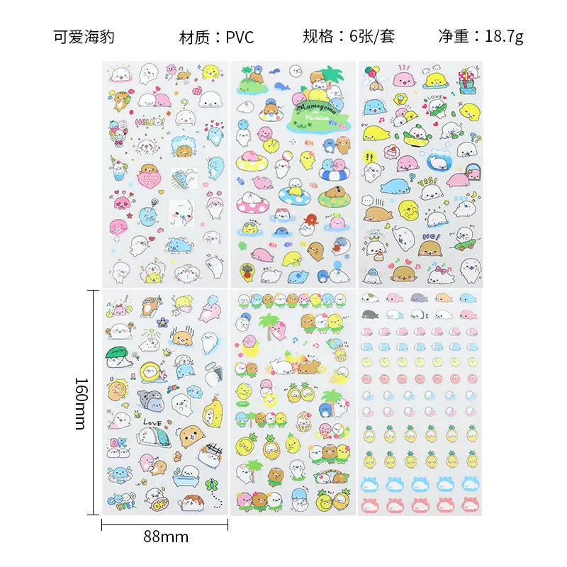 6Pcs Waterproof Cartoon Sticker Set | Cute DIY Decals for Laptops, Phones, and Plan additional angle