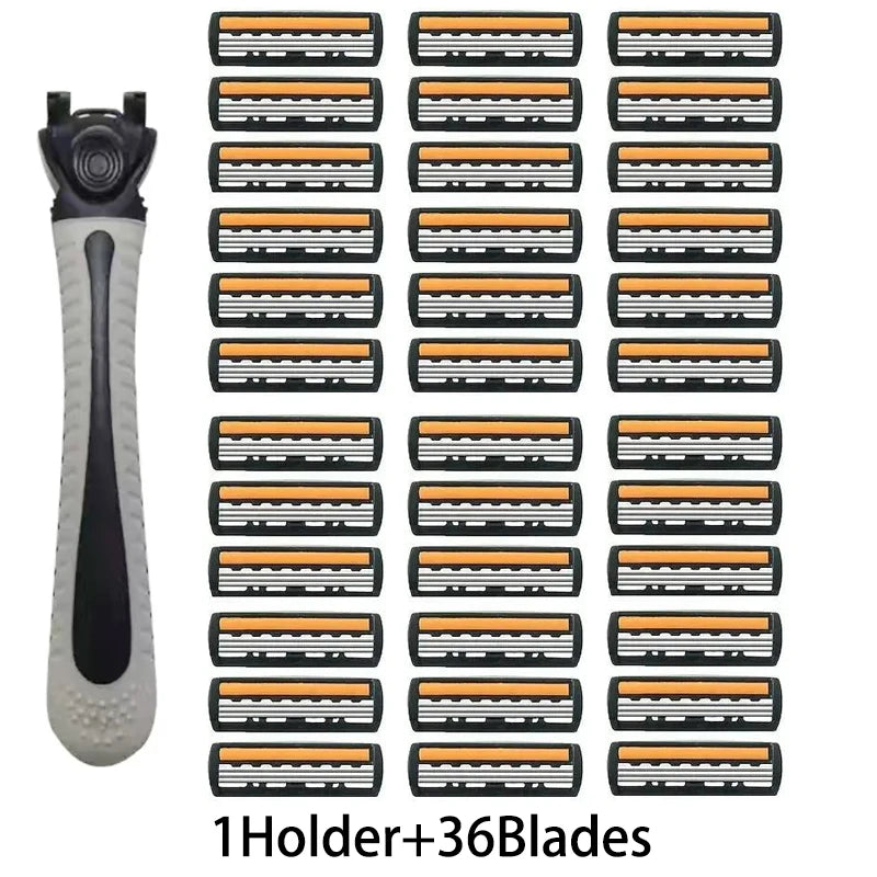 Men's Manual Shaver with 3-Layer Stainless Steel Razor Blades, Compact Shaver with Scratch Resistance, Precision Shaving