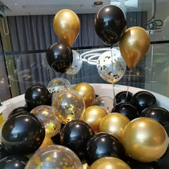 16pcs Black Metallic Sequin Glitter Balloons | Party Decoration Set detail view