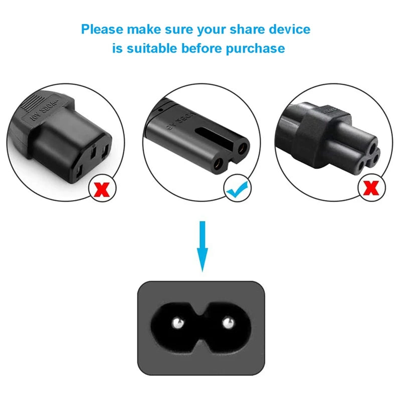 Black EU Power Plug Cable 1.5m 2-Pin IEC320 C7 Power Cord | Replacement Charger Cable lifestyle view