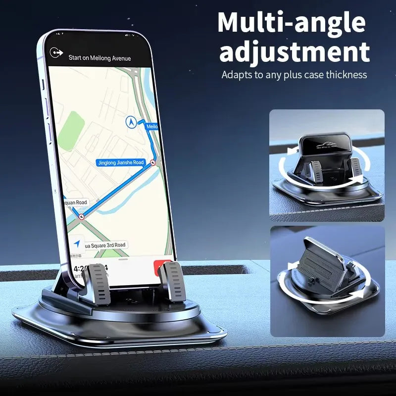 Car Phone Mount Silicone Dashboard Holder 360-Degree Rotation Navigation close-up view