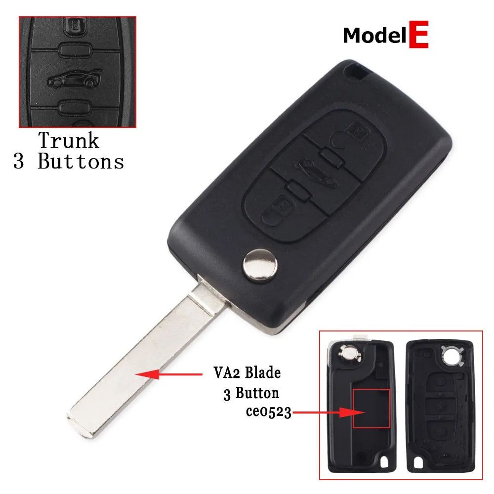 Flip Key Shell Case for Peugeot 207 307 308 407 Citroen C2 C3 alternate view
