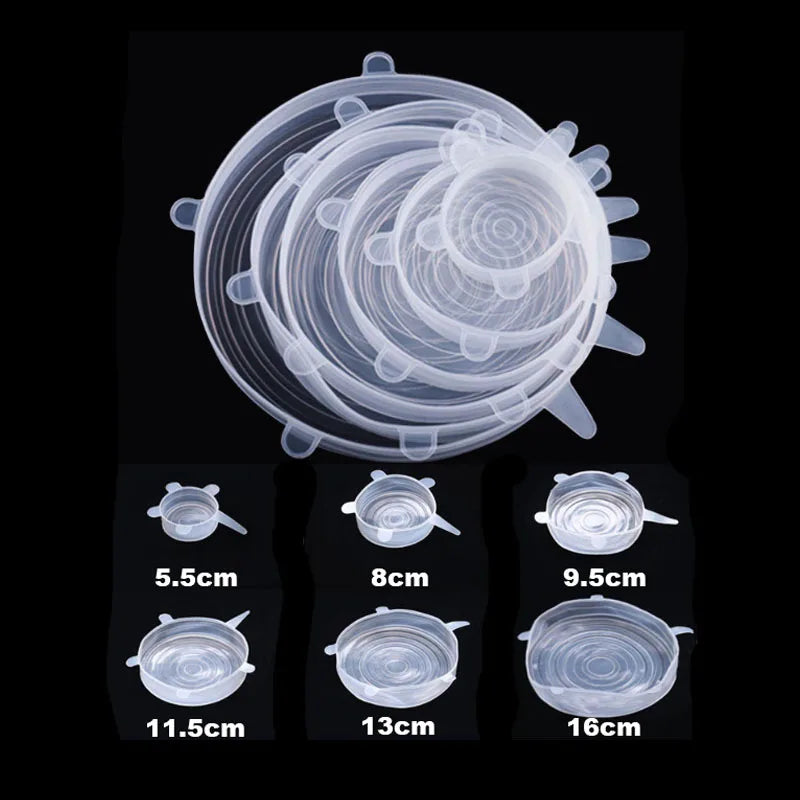 6Pcs Silicone Stretch Lids, Food Bowl Covers, Reusable Food Saving Covers, Retractabl lifestyle view