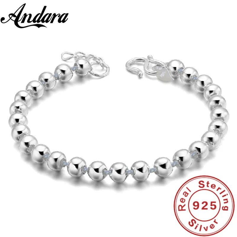 925 Sterling Silver 5MM Beads Bracelet For Women