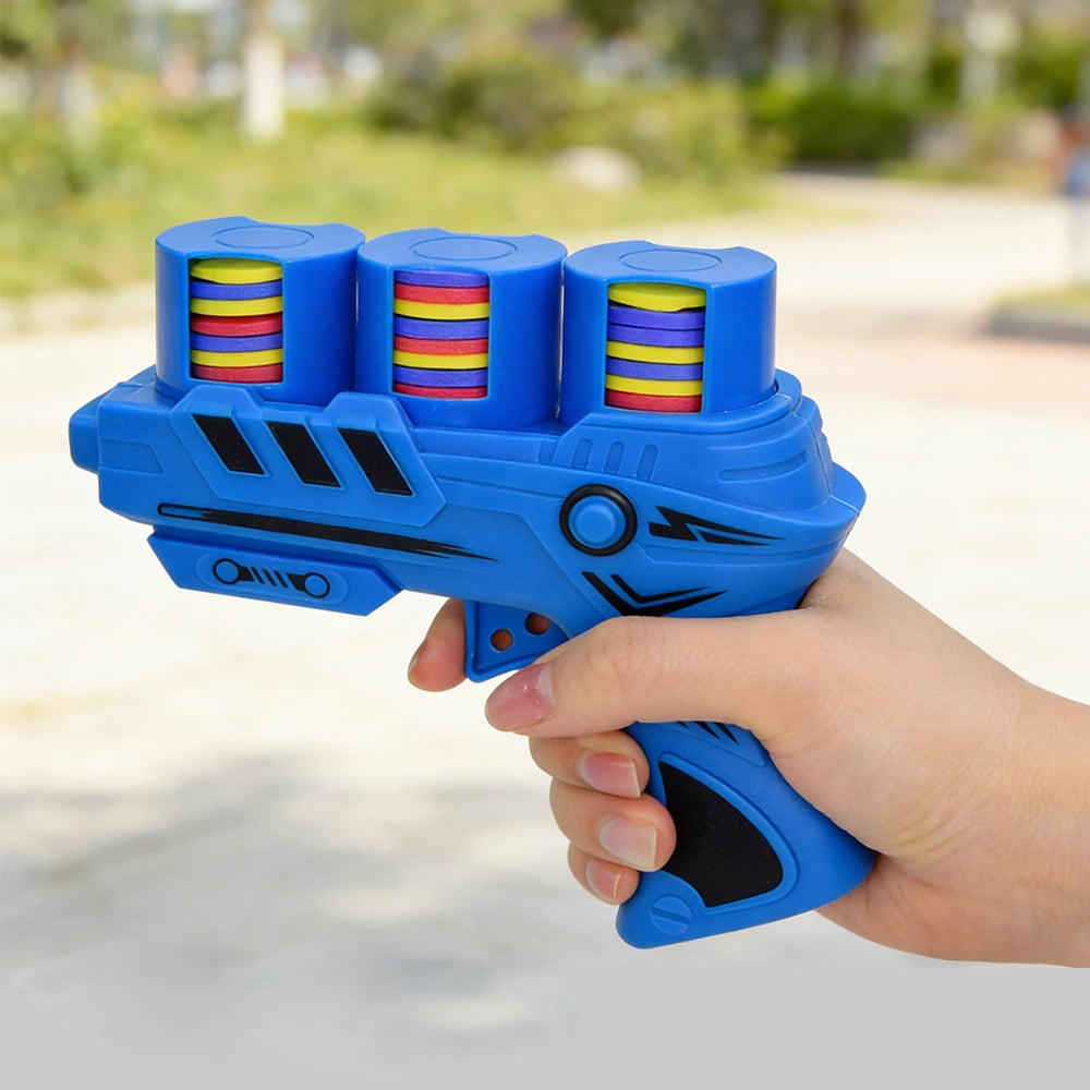 Kids Foam Disc Launcher Gun | Safe Outdoor Flying Saucer Toy lifestyle view