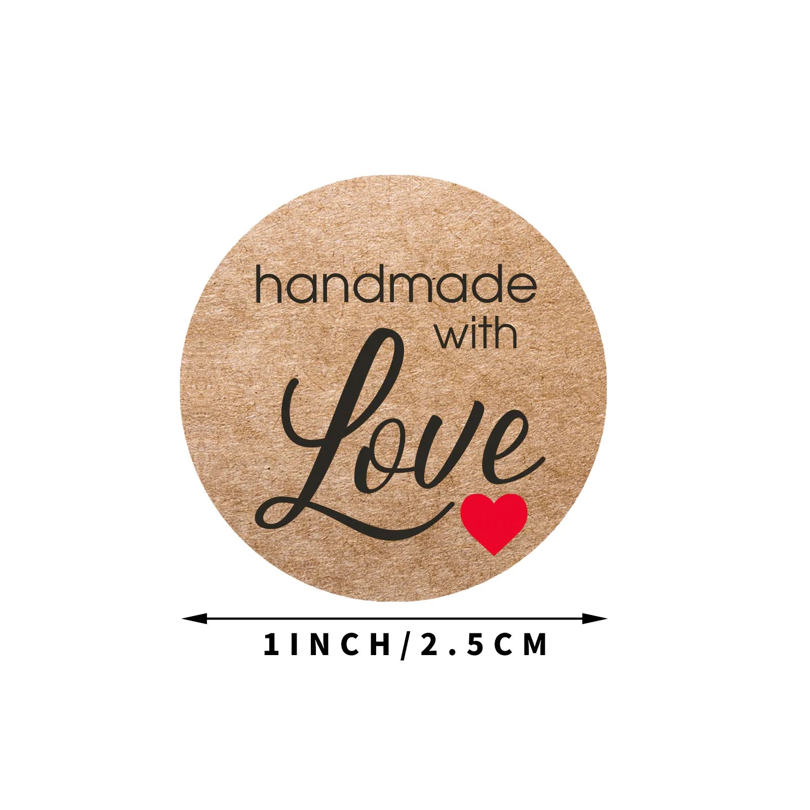 Vintage Kraft Paper Stickers | Handmade With Love Thank You Labels for Packaging and Gif detail view