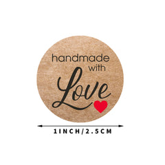 Vintage Kraft Paper Stickers | Handmade With Love Thank You Labels for Packaging and Gif detail view
