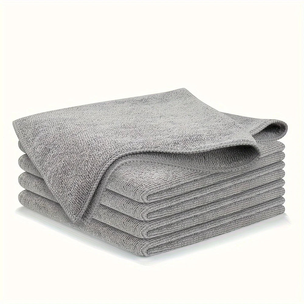 5/10/20pcs Kitchen Towel Ultra-fine Fiber Light Gray Cleaning Cloth Set Absorbent Soft detail view