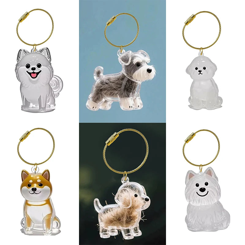 Clear Pet Hair Memorial Keepsake Capsule Dog Fur Container DIY Pendant Keychain Decor Animal Lovers
