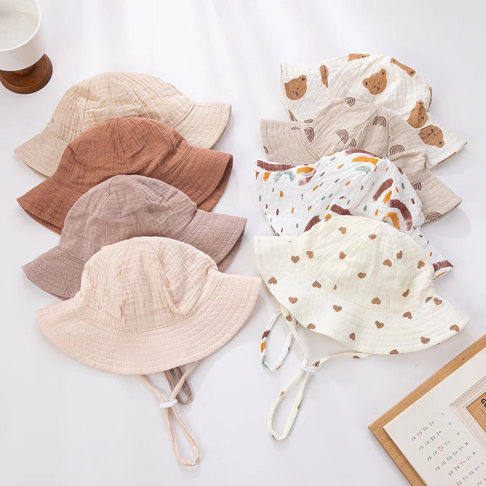 Baby Cotton Bucket Hat | Unisex Sun Protection Hat for Infants 3-12 Months additional angle