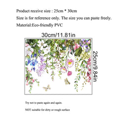 Plants Flowers Butterflies Wall Sticker | Toilet Decor Decals for Home Decoration alternate view