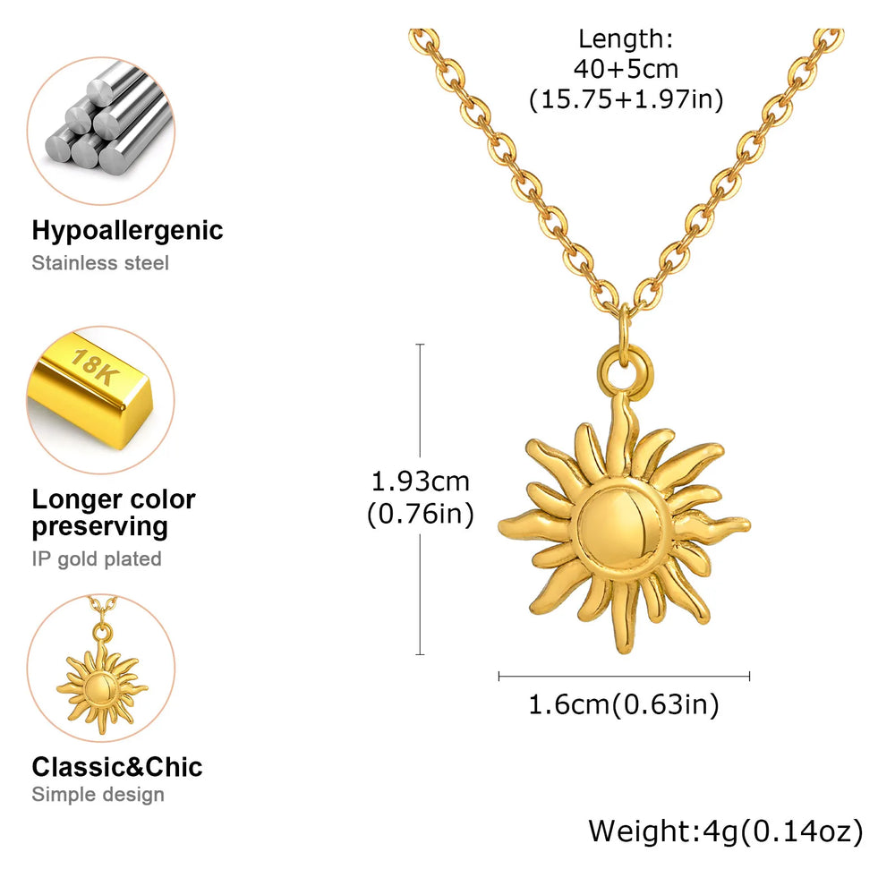 Greek Sun Necklace for Women, Stainless Steel Spiral Design Pendant Necklace16inch additional angle