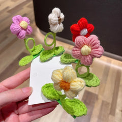 Handmade Knitting Wool Flower Alligator Hair Clips for Kids