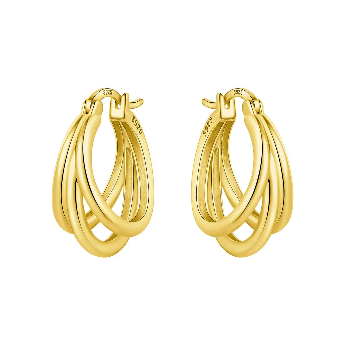 925 Sterling Silver Multi-Layer Hoop Earrings | Trendy Fine Jewelry Gift for Women alternate view