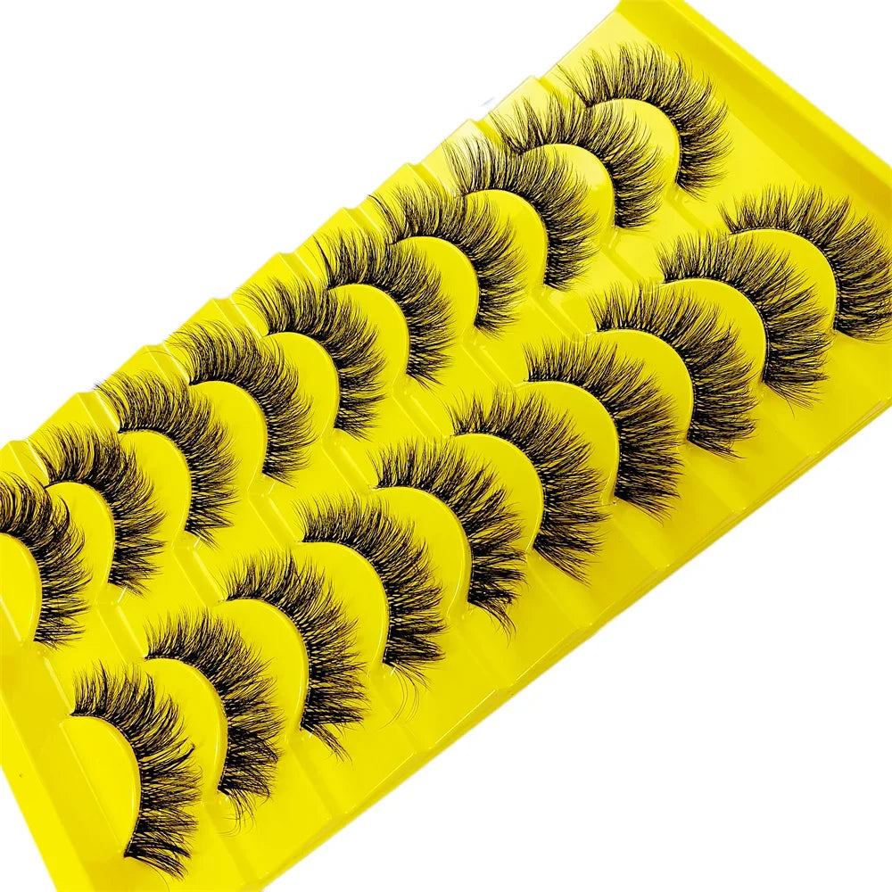 10 Pairs Eyelashes Clear Band Natural Wispy Fluffy Lashes Natural Look Russian Strip alternate view