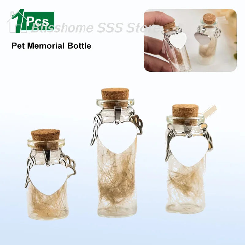 【S】S/M/L Pet Memorial Bottle Pet Hair Dogs Cats Fur Keepsake Bottle Holder with 3 Sil alternate view