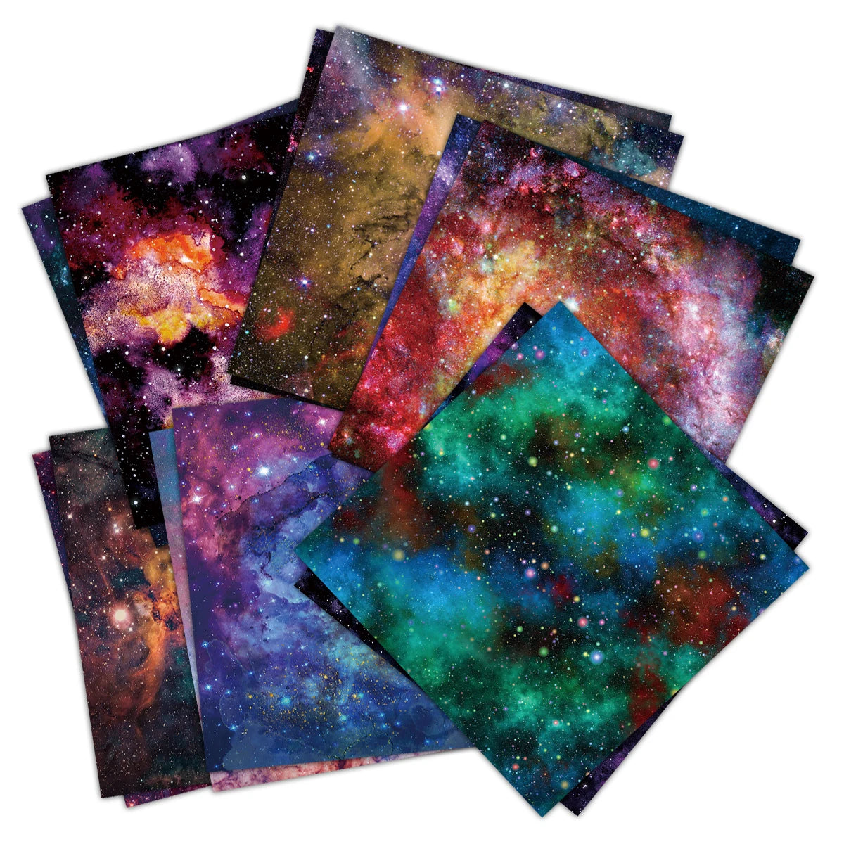 Galaxy Star Scrapbook Paper Set | 24-Pack Space Themed Decorative Paper additional angle