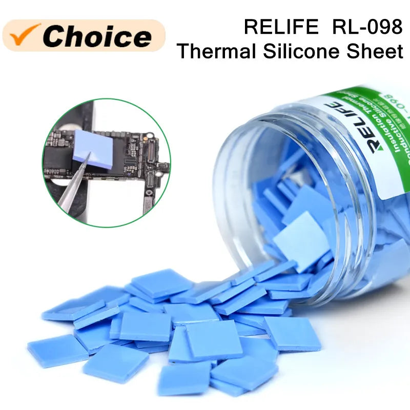 RELIFE RL-098 100PCS Pre-cut Thermal Pads for IC Chip | High Conductivity Silicone Sheets