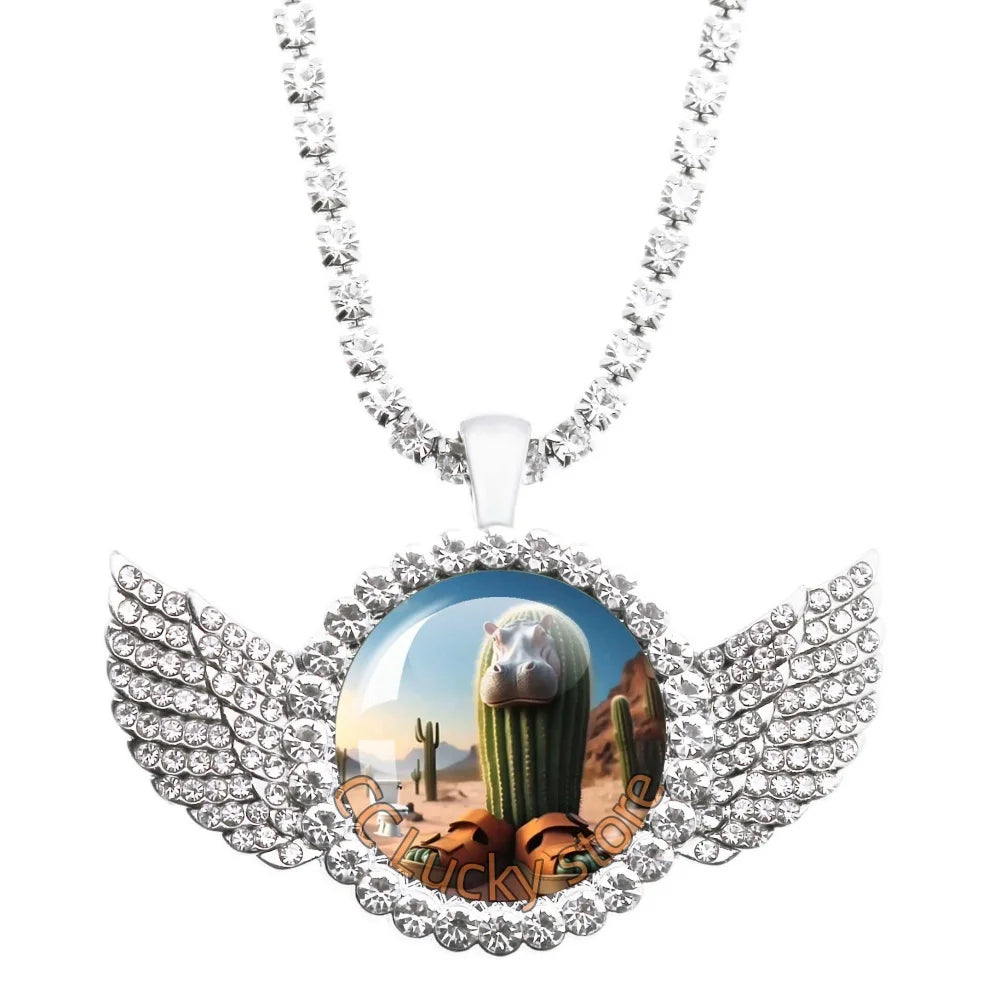 25mm Angel Wing Necklace | Italian Brainrot Pendant Funny Animal Jewelry Gift lifestyle view