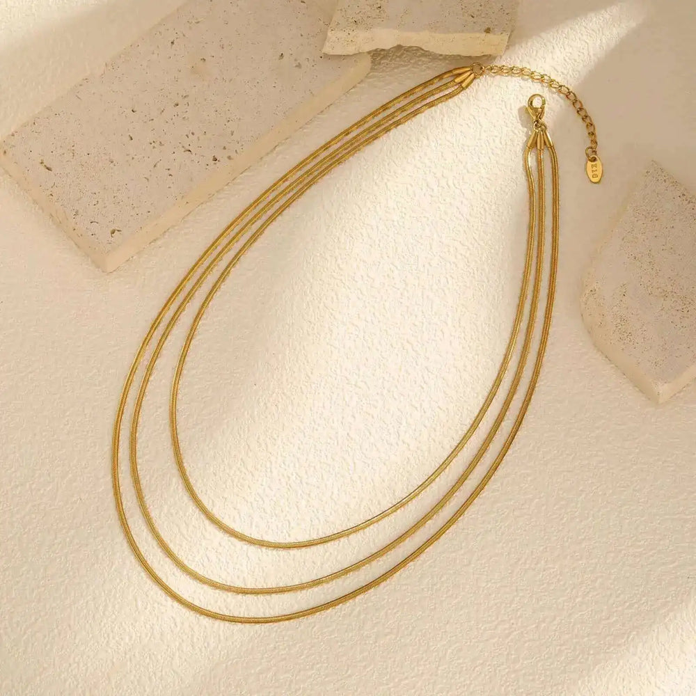 Waterproof Layering Necklaces for Women,stainless Steel Triple Stacked Snake Clavicle alternate view