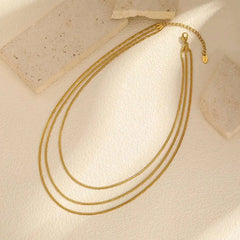 Waterproof Layering Necklaces for Women,stainless Steel Triple Stacked Snake Clavicle alternate view