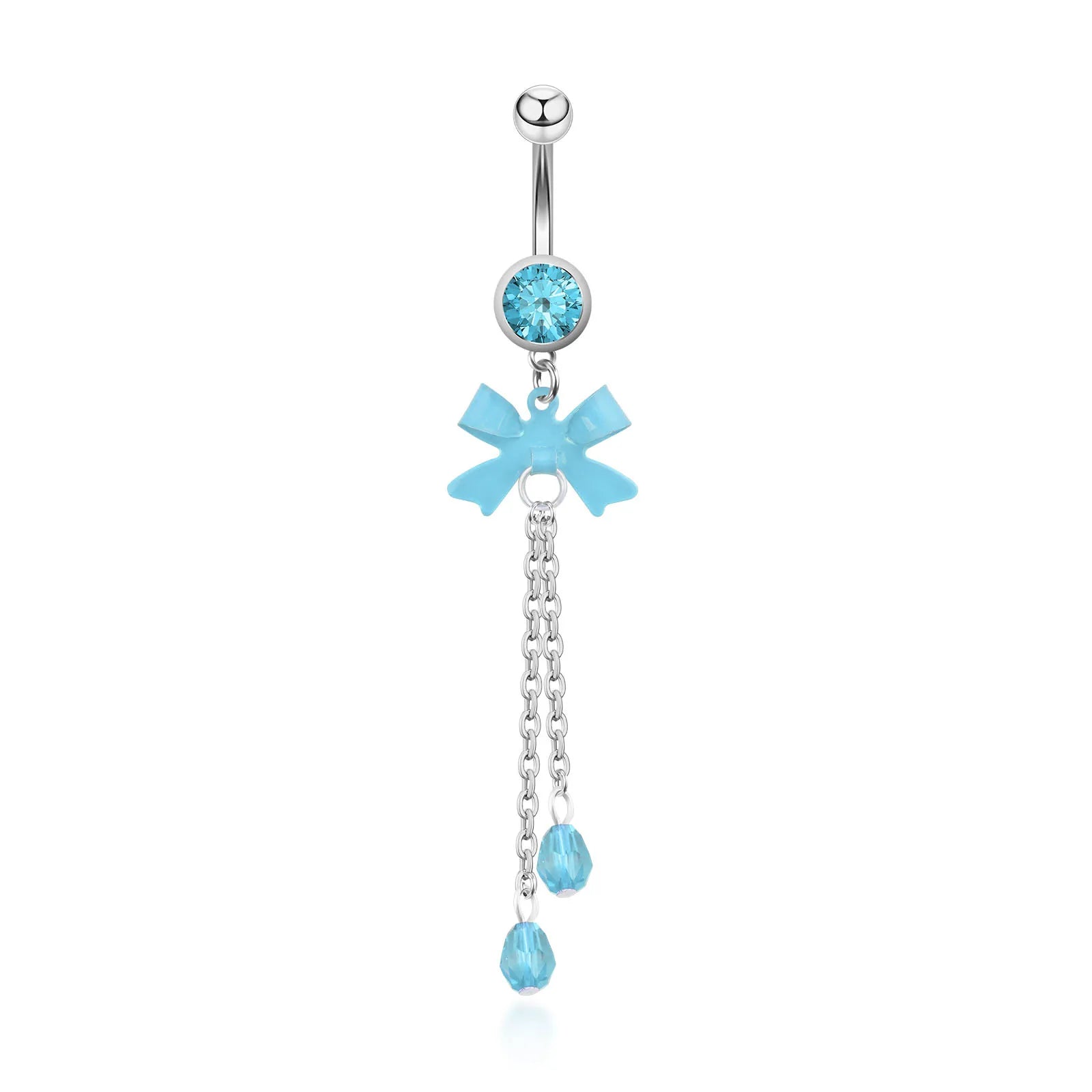 2024 New Belly Button Ring - Creative Butterfly Chain Crystal Navel Piercing Jewelry, close-up view