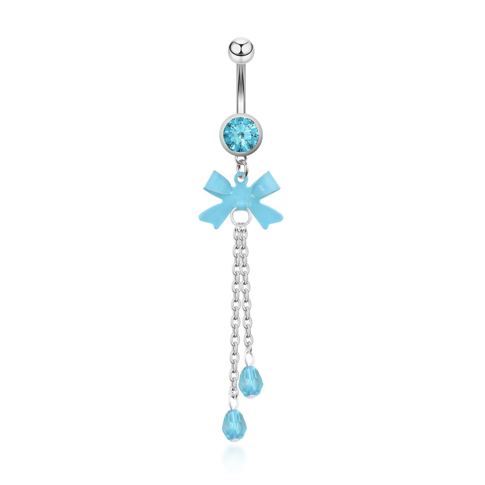 2024 New Belly Button Ring - Creative Butterfly Chain Crystal Navel Piercing Jewelry, close-up view
