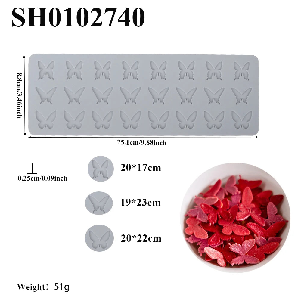 Fishbone Butterfly Geometric Lines Sugarcraft Silicone Pad | Lace Mat for Chocolate additional angle