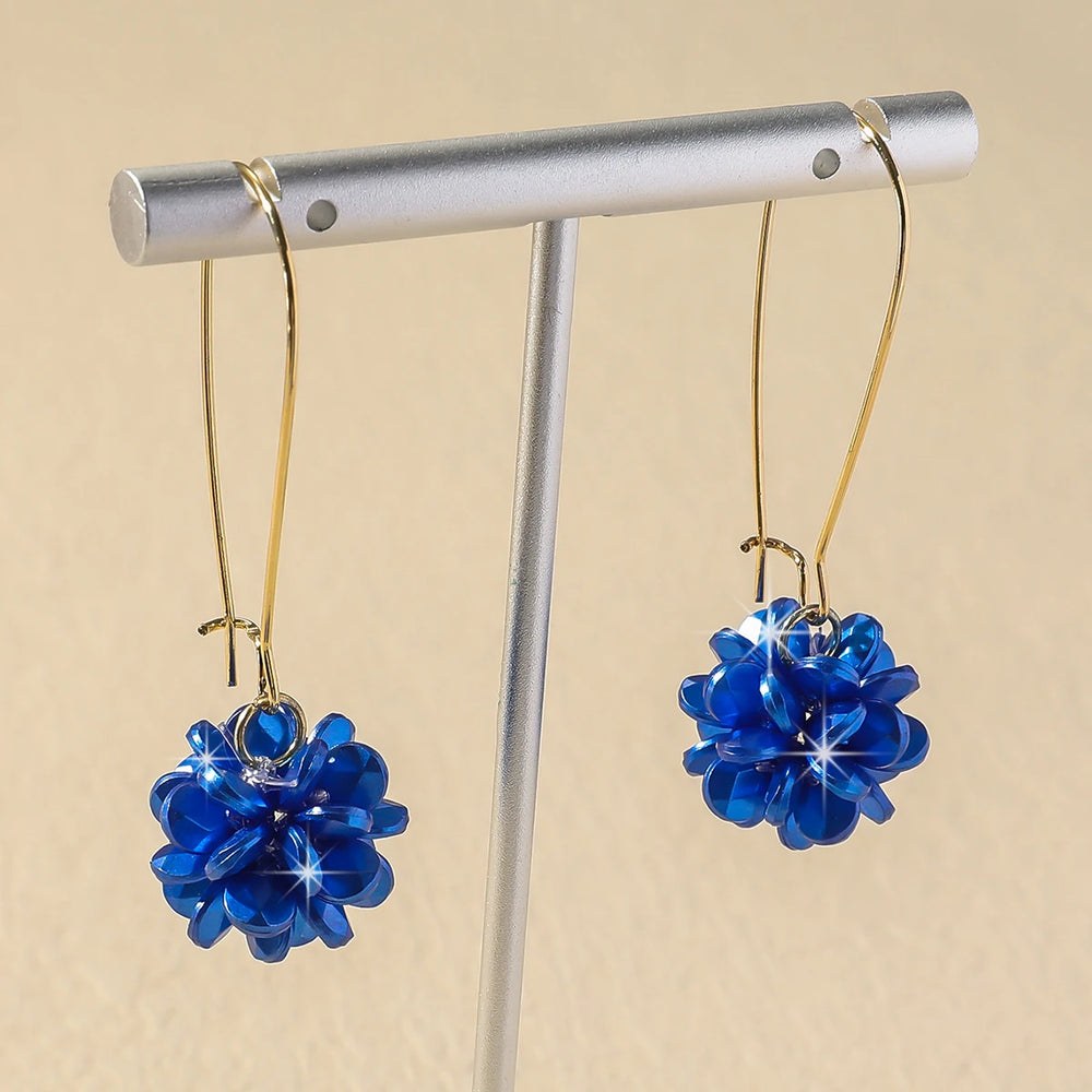 2PC Women's Fashion Trend DIY Pearl Petal Ball Earrings Outdoor Travel Carnival Banquet detail view