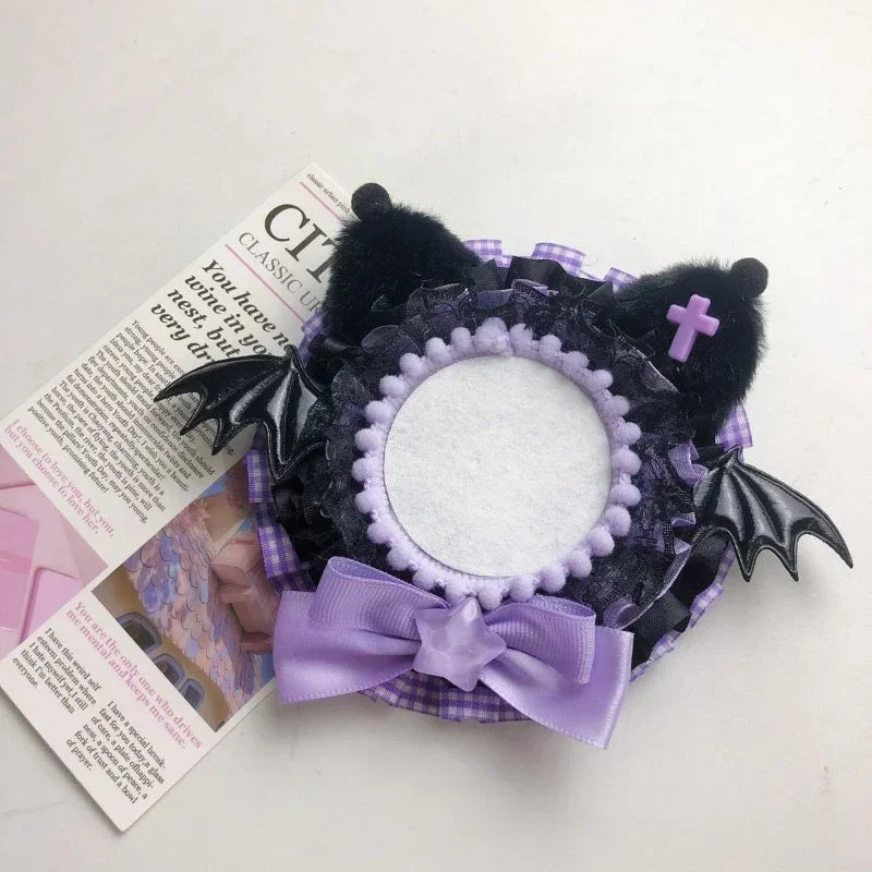 Kawaii Cartoon Badge Pin Holder Cute Korean Kitten Ear Wings Anime Badge Cover Case D lifestyle view