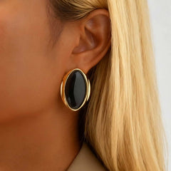 Exaggerated Retro Geometric Ellipse Stud Earrings for Women Personality Oval Earrings Trend Wedding Bride Party Dangle Jewelry