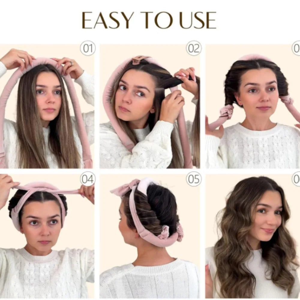 Heatless Curling Rod Headband | No Heat Hair Curler for Soft Overnight Curls additional angle
