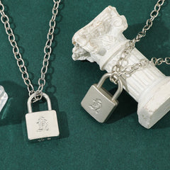 Fashionable Creative Hyunjin Lock Necklace Same As Huang Xuanchen's Style New Punk Nec close-up view