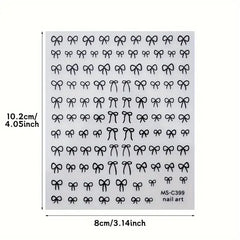 1/2pcs Black White Pink Mini Bowknot Design Nail Art Sticker Self Adhesive Lace Ribbon close-up view